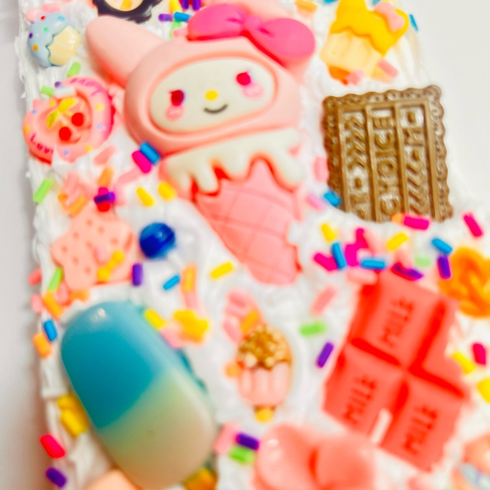 Kawaii Ice Cream Sundae Decoden Phone Case — Pastel Multicolor Handmade - Picture 7 of 7